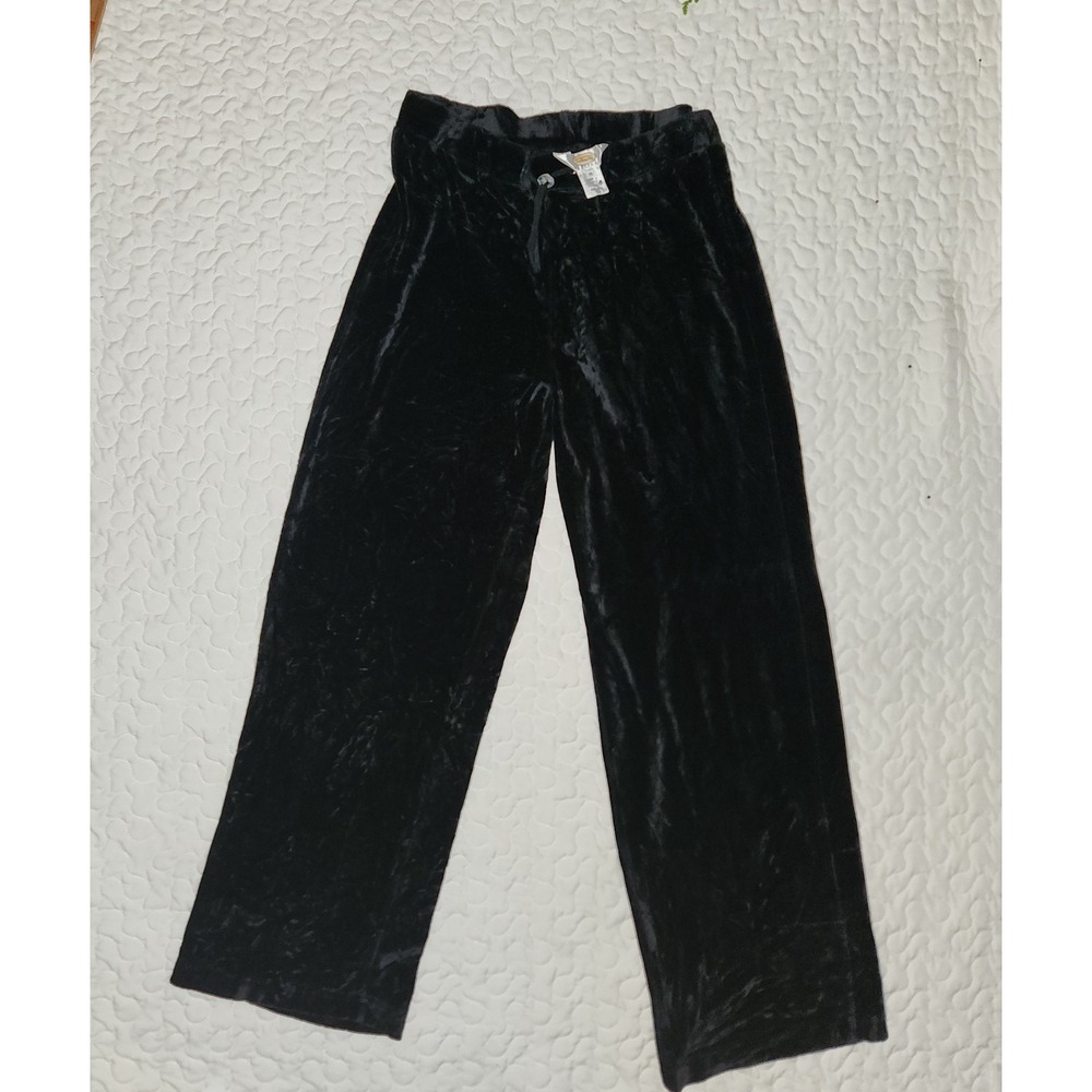 Vtg Talbots Crushed  Black Velvet Pants Lounge Party Christmas Pullon wast 28 30